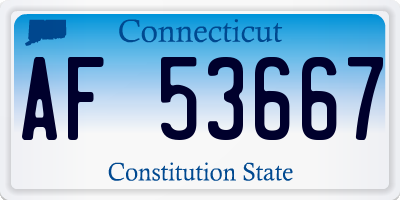 CT license plate AF53667