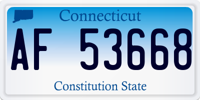 CT license plate AF53668