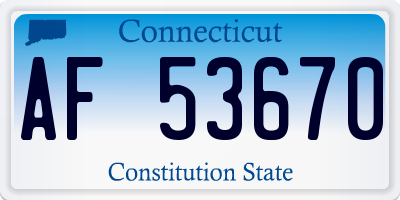 CT license plate AF53670