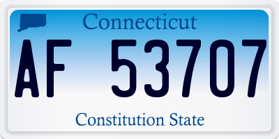 CT license plate AF53707
