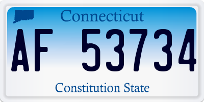 CT license plate AF53734