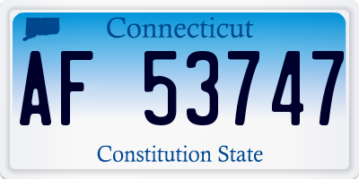 CT license plate AF53747