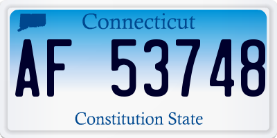CT license plate AF53748