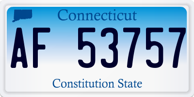 CT license plate AF53757