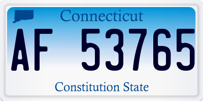 CT license plate AF53765