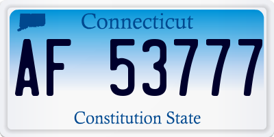 CT license plate AF53777