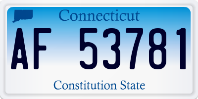 CT license plate AF53781
