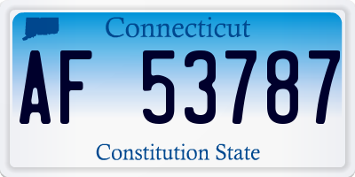 CT license plate AF53787