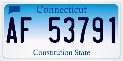 CT license plate AF53791