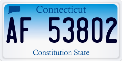 CT license plate AF53802