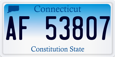 CT license plate AF53807