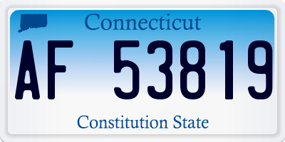 CT license plate AF53819