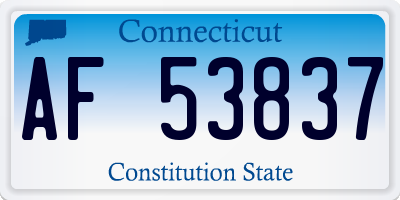CT license plate AF53837