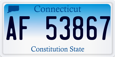 CT license plate AF53867