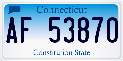 CT license plate AF53870
