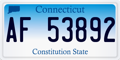 CT license plate AF53892