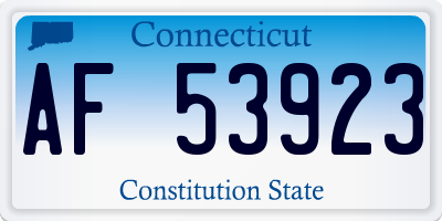 CT license plate AF53923