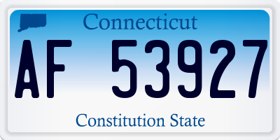CT license plate AF53927
