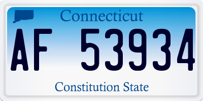 CT license plate AF53934