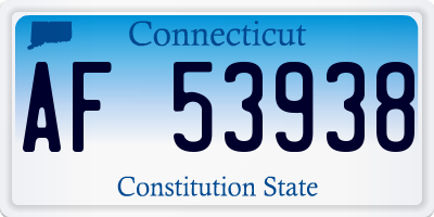 CT license plate AF53938