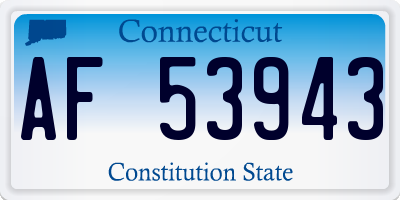 CT license plate AF53943