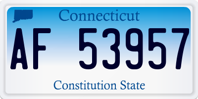 CT license plate AF53957