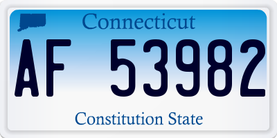 CT license plate AF53982
