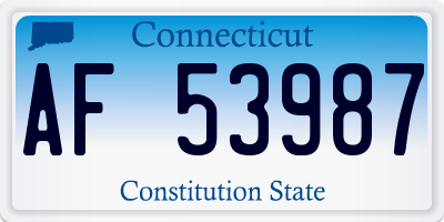 CT license plate AF53987