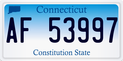 CT license plate AF53997