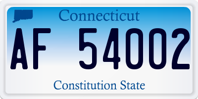 CT license plate AF54002