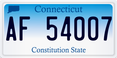 CT license plate AF54007