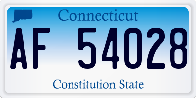 CT license plate AF54028