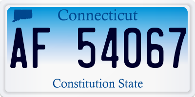 CT license plate AF54067