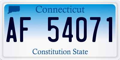 CT license plate AF54071