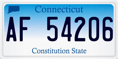 CT license plate AF54206