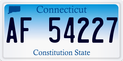 CT license plate AF54227