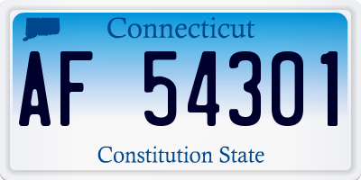 CT license plate AF54301