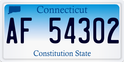 CT license plate AF54302