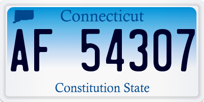 CT license plate AF54307