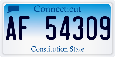 CT license plate AF54309