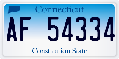 CT license plate AF54334