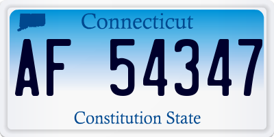 CT license plate AF54347