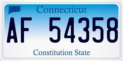 CT license plate AF54358