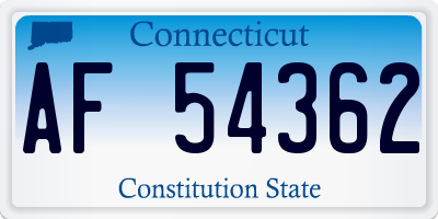 CT license plate AF54362