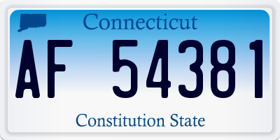 CT license plate AF54381