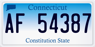 CT license plate AF54387