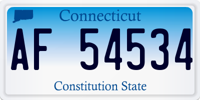 CT license plate AF54534