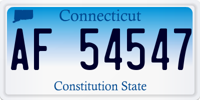 CT license plate AF54547