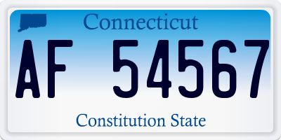 CT license plate AF54567