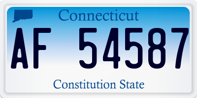 CT license plate AF54587